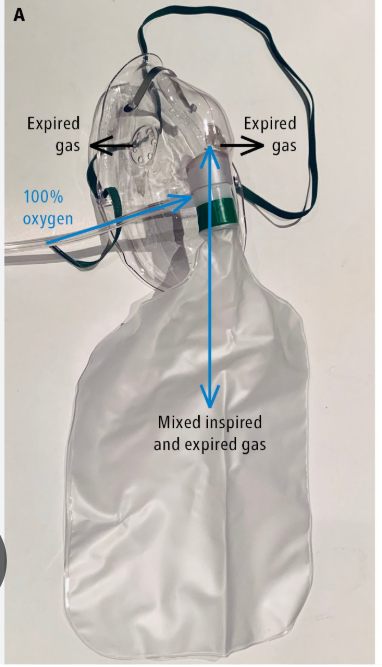 <p>partial rebreather mask</p>