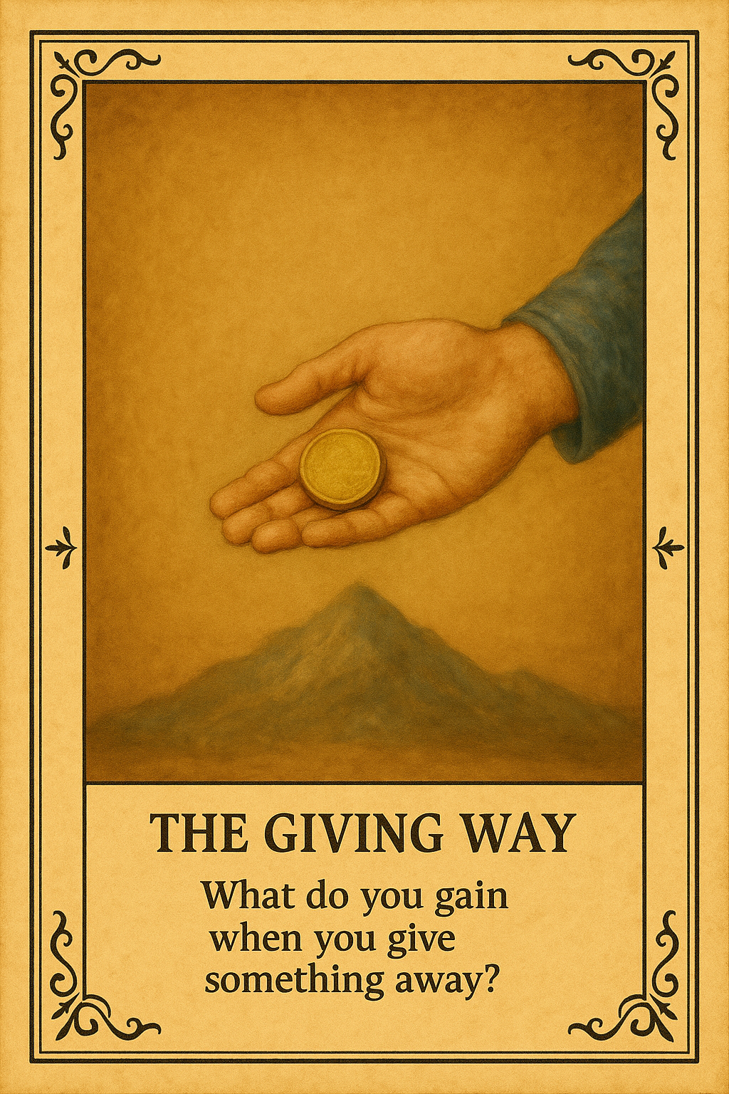<p>What do you gain when you give something away?</p>