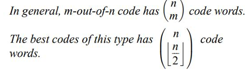 <p>n bits in total; m # 1’s and (n-m) # 0’s</p>