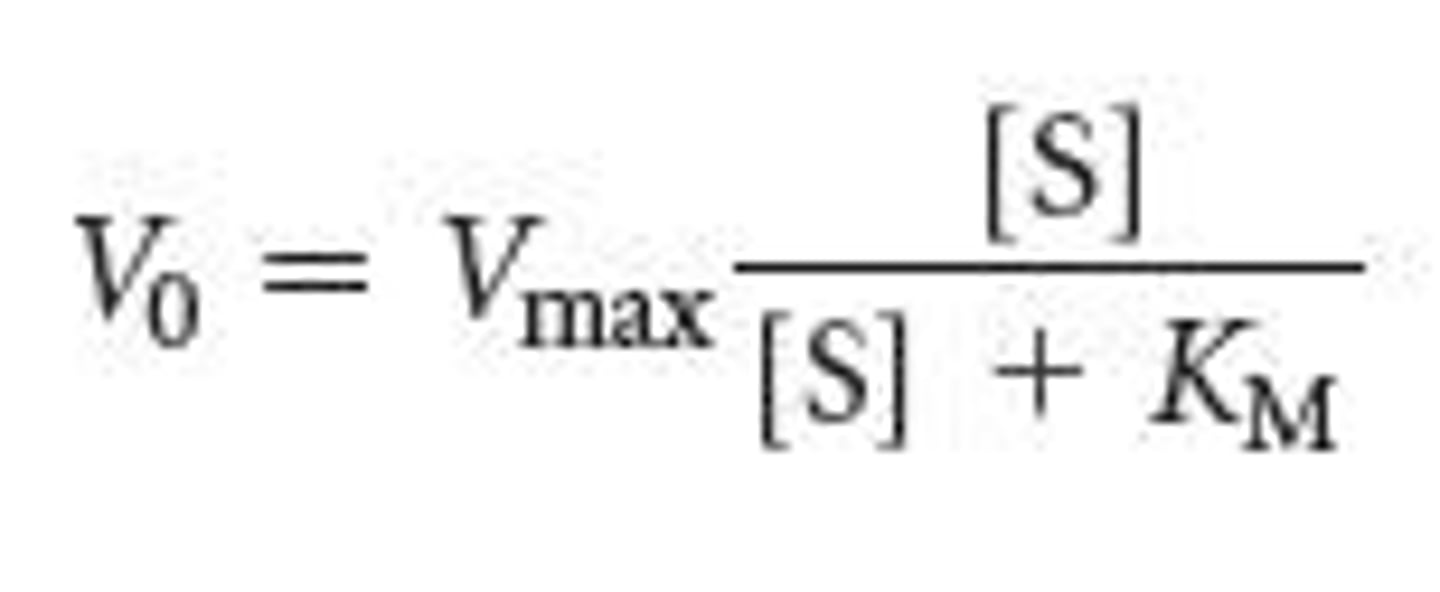 <p>It describes the initial reaction velocity (V0) as a function of substrate concentration [S].</p>