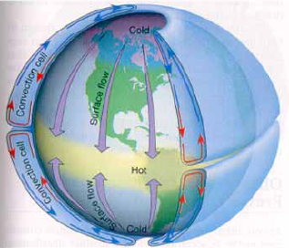 <p>cada hemisferio posee una célula convectiva (capa envolvente de gases). Este modelo es erróneo porque si fuera así el viento giraría en sentido opuesto a la Tierra, lo cual ralentizaría su rotación.</p>