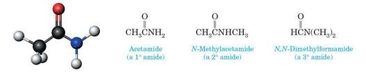 <ul><li><p>functional group is a carbonyl group</p></li><li><p>To name it, drop the ‘oic” acids</p></li><li><p>also bonded to an alkyl or aryl group, name the group and show its location on nitrogen by N-; two alkyl or aryl groups by N,N-di-</p></li></ul><p></p>