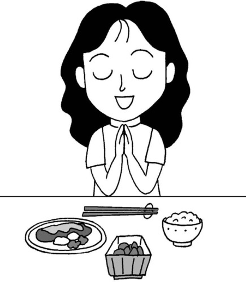 <p>Thank you for the meal (before eating)</p>