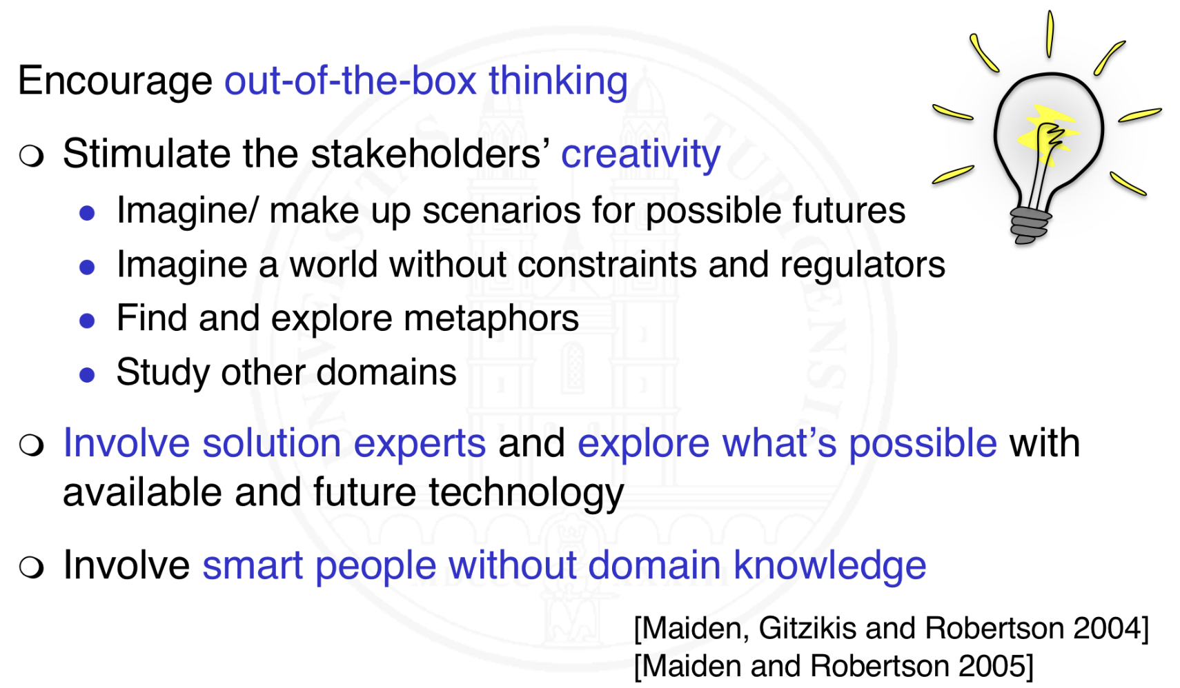 <p>Where we should innovate:</p><ul><li><p>Functionality – new exciting features</p></li></ul><ul><li><p>Performance – not just a bit more, but significantly more powerful than previous or competing systems</p></li></ul><ul><li><p>Usability – making usage an exciting experience</p></li></ul><p></p>