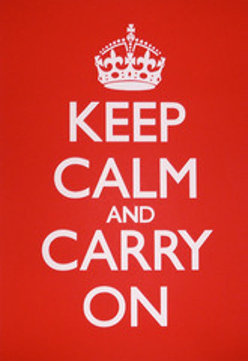 <p>(n.) Calmness, composure, refusal to panic</p><p>SYNONYMS: tranquility, imperturbability</p><p>ANTONYMS: excitability, flappability, agitation</p>