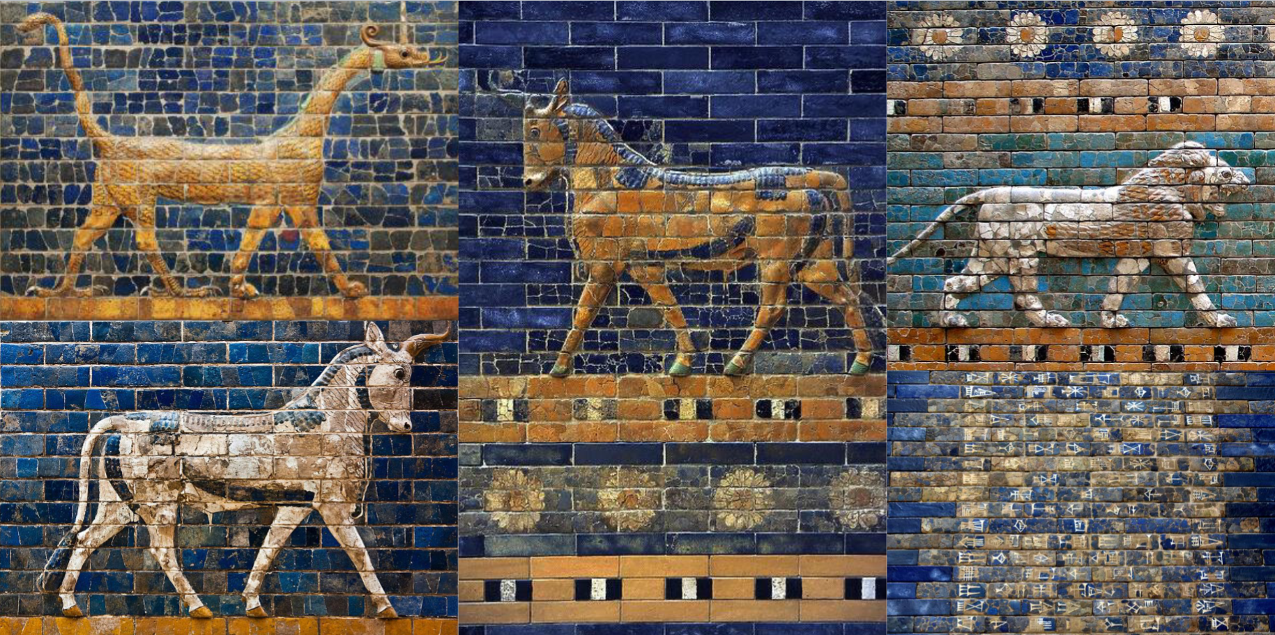 <p>by order of king <span style="color: rgb(255, 255, 255);"><span>Nebuchadnezzar II, </span></span><span><span>Wall reliefs with glazed bricks ( dragons, bulls, lions )</span></span></p>