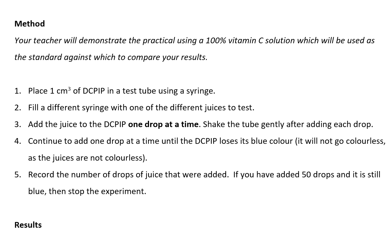 <p>Using DCPIP solution, which changes from blue to colorless.</p>