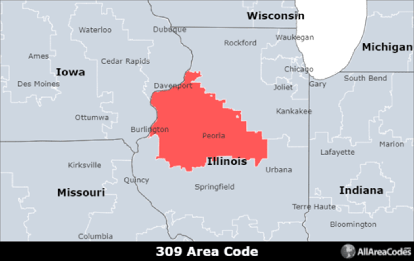 <p>Area code 309 is located in Illinois and covers Peoria, Bloomington, and Normal. It is the only area code that serves the area.</p>