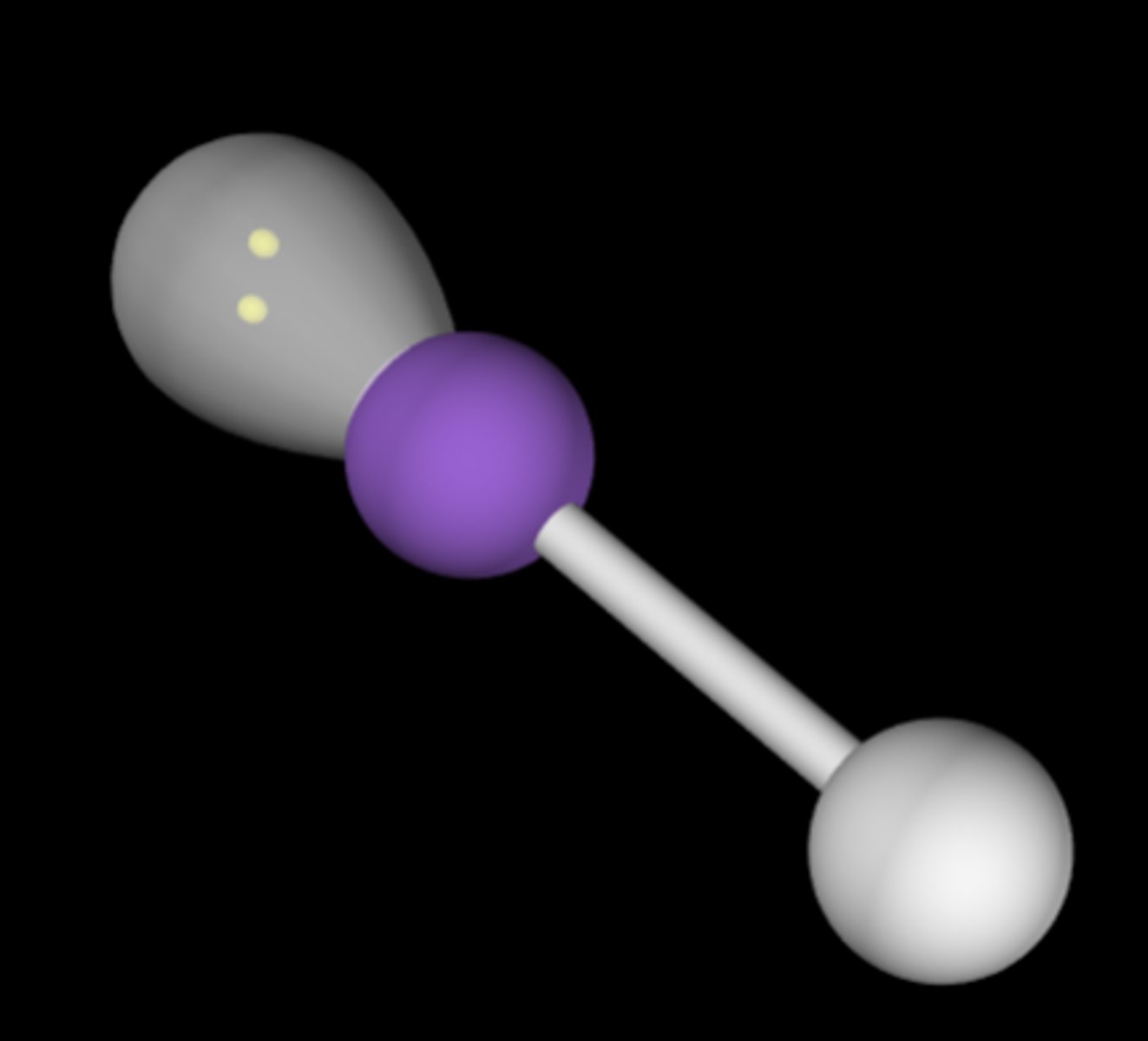 <p>1 bond pair, 1 lone pair</p><p>no bond angles</p>