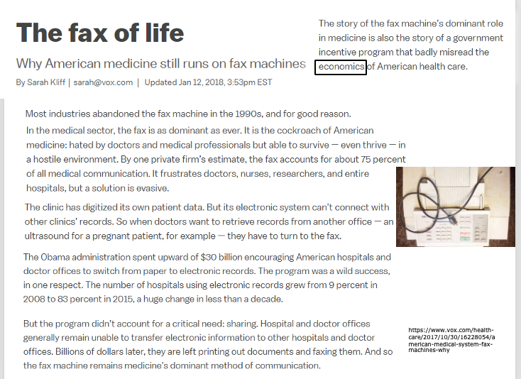 <p>Misunderstood economics and lack of interoperability in electronic health records (EHRs) kept faxes dominant despite digitization.</p><div data-type="horizontalRule"><hr></div><p></p>