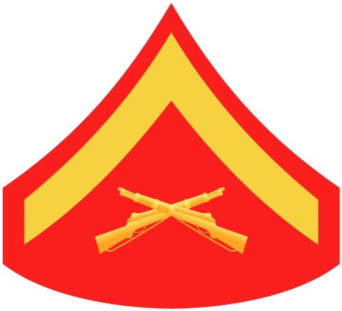 <p>1 chevron with crossed rifles in the center</p>