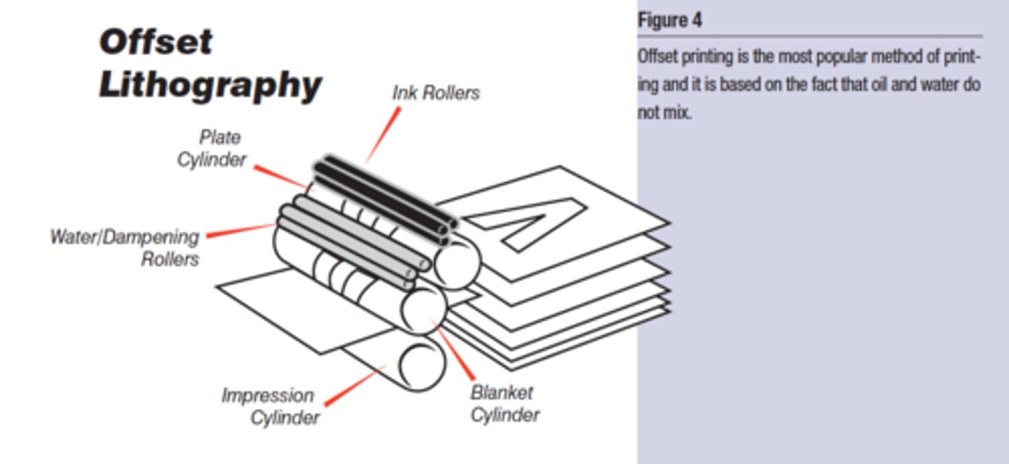 <p>Any method of printing from a flat surface, such as lithography.</p>