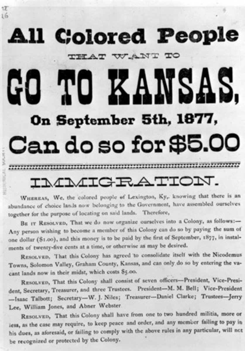 <p>African Americans who left the South to move north and west to escape discrimination and take advantage of the free land offered by the Homestead Act.</p>