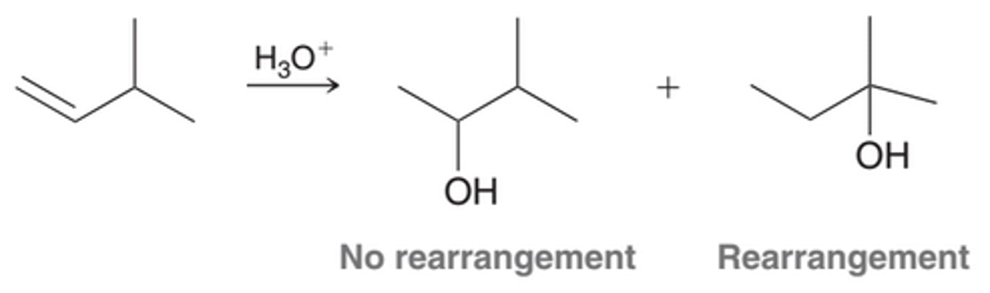 <p>The utility of the Acid-Catalyzed Hydration process is somewhat diminished by the fact that carbocation rearrangement can produce a mixture of products. In cases where protonation of the alkene ultimately leads to carbocation rearrangements, acid-catalyzed hydration is an inefficient method for adding water across the alkene</p>