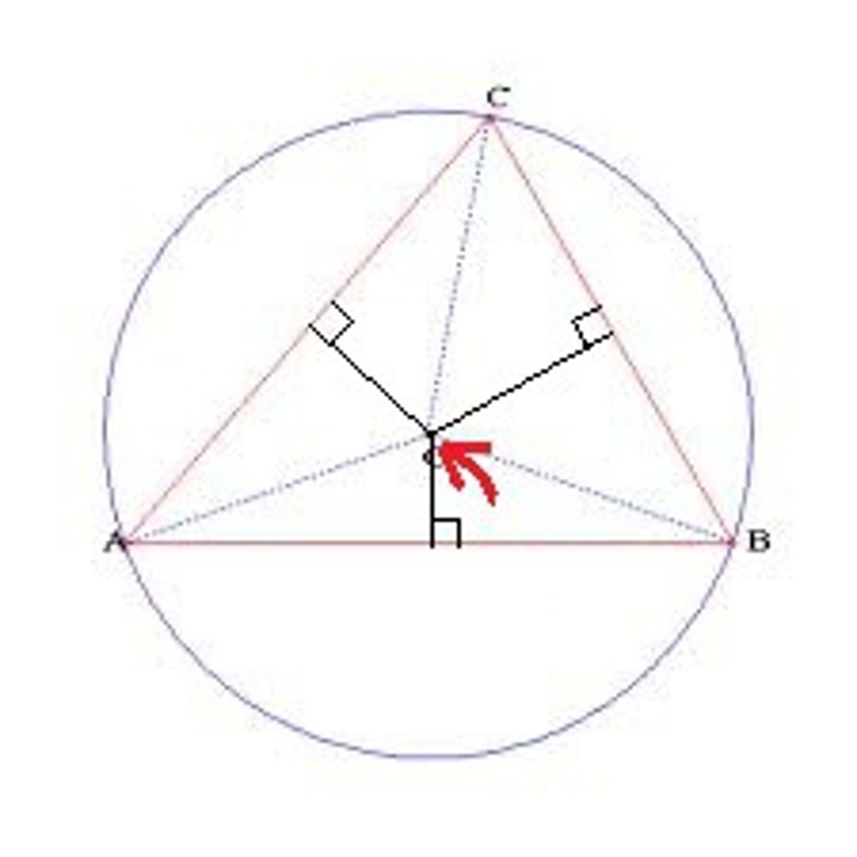 <p>Circumcenter is equidistant to all of the vertices</p>