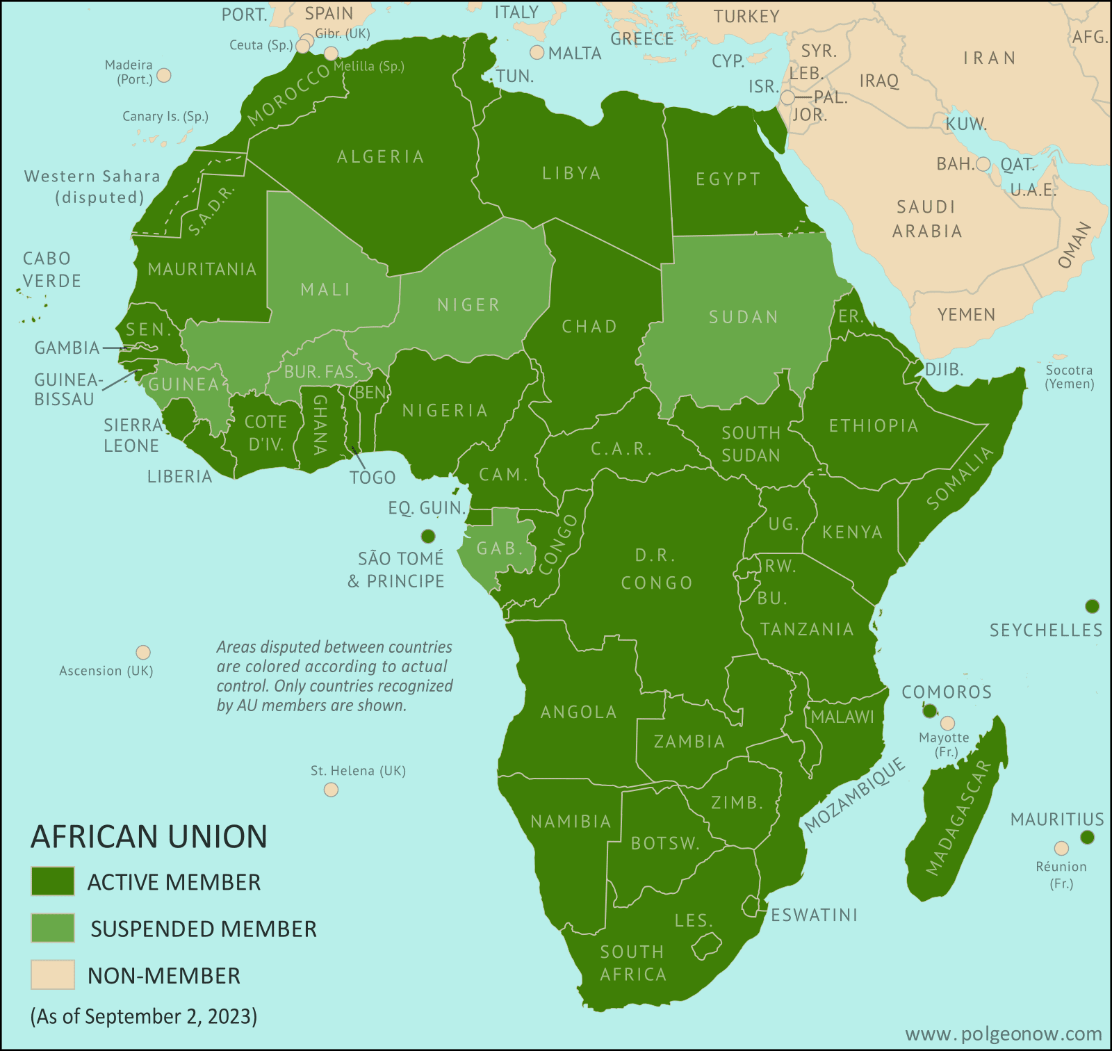 <p><span>Continental organization made up of all African nations, established to promote unity, cooperation, peace, and development across the continent, addressing issues like political stability, economic growth, and human rights through collaboration between member states</span></p>