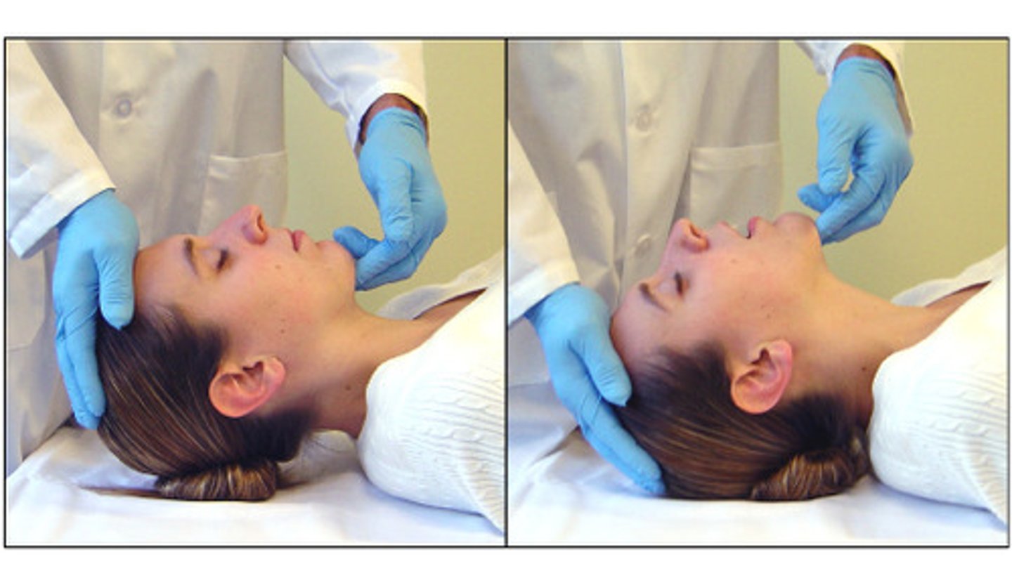 <p>head tilt chin lift</p>