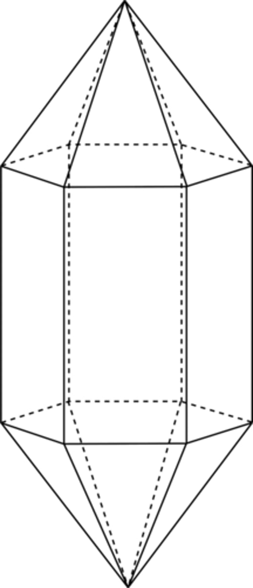 <p>A hexagonally shaped prism with a hexagonal dipyramid capping each end</p>