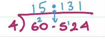 <p>Divide the two numbers normally but then insert the decimal place afterwards.</p>