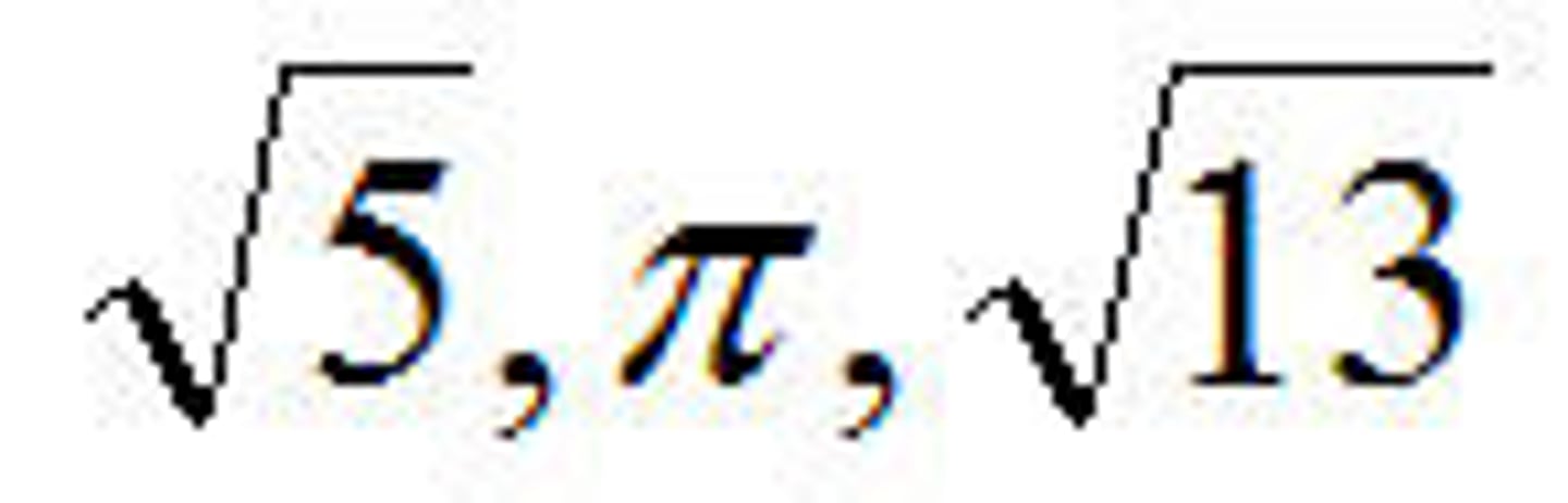<p>A number whose decimal form is nonterminating and nonrepeating. These types of numbers can't be expressed as fractions.</p>