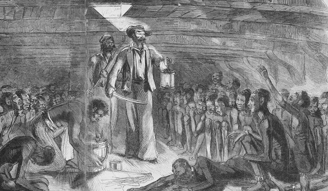 <p>The Forced transportation of millions of Africans from the 16th to 19th century where they were enslaved and exploited for labor. </p>