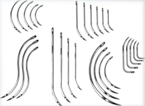 <p>Half curved, double curved (“S” curve), circle curved, loopuyt double curve/back curve, L shaped; all come in multiple gauges and lengths</p>