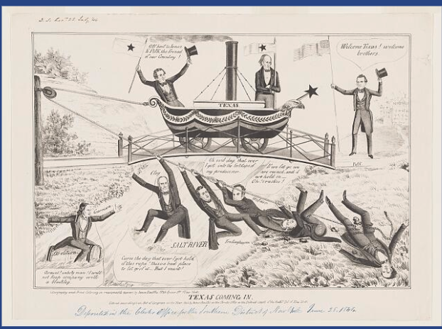 <p><span style="background-color: transparent; font-family: "Times New Roman", serif;"><em><span>“Texas Coming In”</span></em><span> - Texas Political Cartoon - Courtesy of the Library of Congress</span></span></p>
