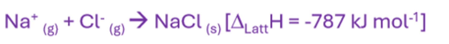 <p>The enthalpy change when 1 mole of an ionic crystal lattice is formed from its constituent ions in the gaseous phase</p>