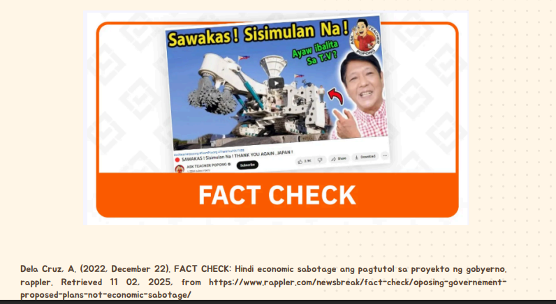 <p>Sinabi sa video: “Lahat-lahat ng gustong gawing proyekto ng ating gobyerno ay babatikusin nitong mga anti-Marcos na ito kahit ang totoo naman ay sa ikagaganda naman ng Pilipinas ang mga plano na ito ng pamahalaan. So dito pa lang ay puwede ba nating masabi na itong ginagawa ng mga tao na siraan ang administrasyon ni President Bongbong Marcos ay isa ring uri ng economic sabotage… ” </p><p></p><p>Ang katotohanan: Hindi maituturing na economic sabotage ang pagbatikos o paglalahad ng taliwas na opinyon sa mga plano ng gobyerno.</p>
