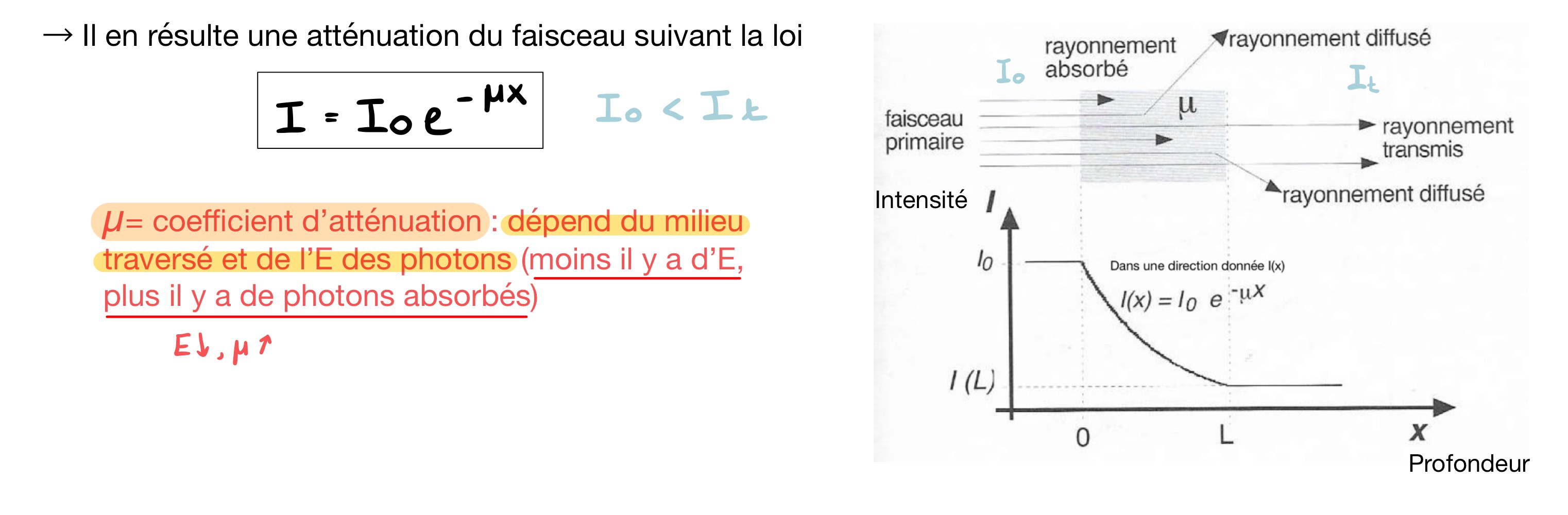 <p><strong>Atténuation</strong> du faisceau</p>