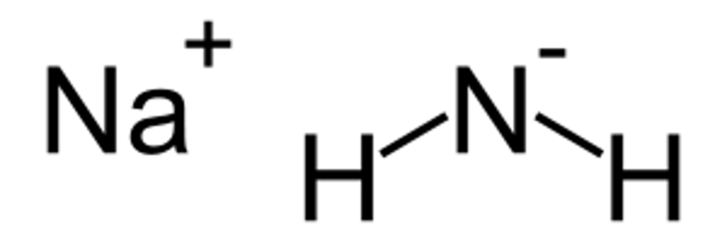 <p>very strong base, CB of NH3</p><p>used for chain elongation (1st step)</p>