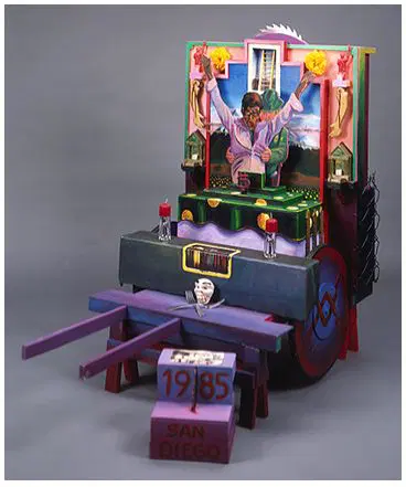 <p>“Donkey Cart Altar” David Avalos, 1985</p>