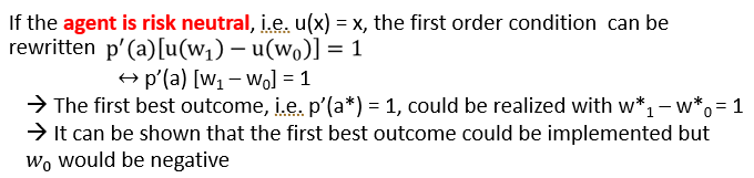 <p><strong>Compensation </strong>scheme can be <strong>adjusted </strong>to <strong>incentivize the agent </strong>to exert a specific effort level</p>