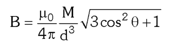 <p>$$B=\dfrac{kM}{d³}$$ </p>