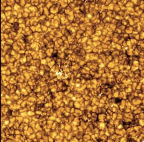 <p>The surface markings of the convection cells on the sun create a granulation pattern. </p><p>This is caused from hot gases rises while cold gases fall. </p>