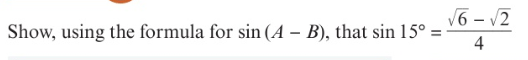 <p>Using addition formulae to find exact values of trigonometric functions of different angles:</p>