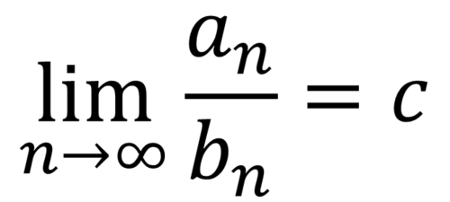 <p>*Σa_n and Σb_n are series with positive terms</p><p>If If lim_n→∞ (a_n/b_n) = c, where c is a finite number and c&gt;0, then either BOTH series converge or diverge</p>