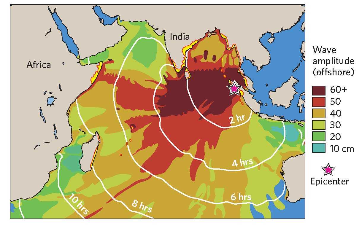 How long did it take the 2004 tsunami to reach Africa?