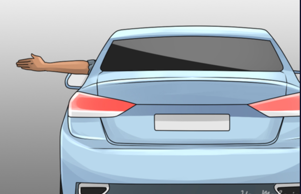 <p>Extended arm horizontally</p>