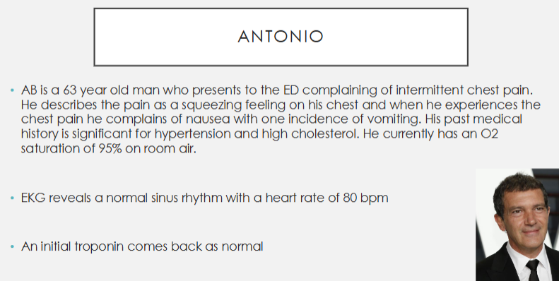 <p>What treatment path is best for Antonio?</p><p>A. selective invasive</p><p>B. routine invasive</p><p>C. STEMI</p>