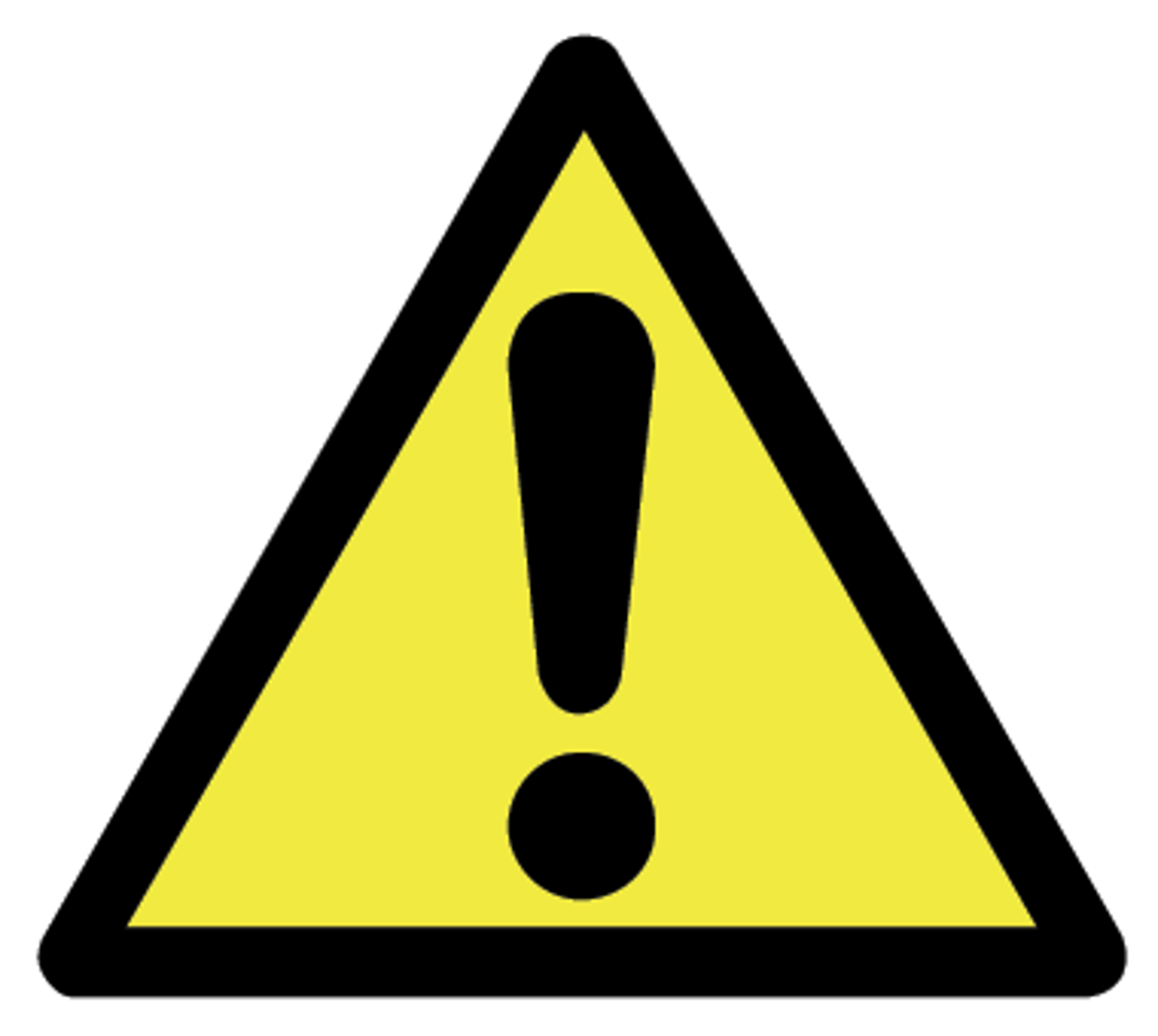 <p>This is a general caution symbol indicating the need to be aware of potential hazards in the area or process.</p>