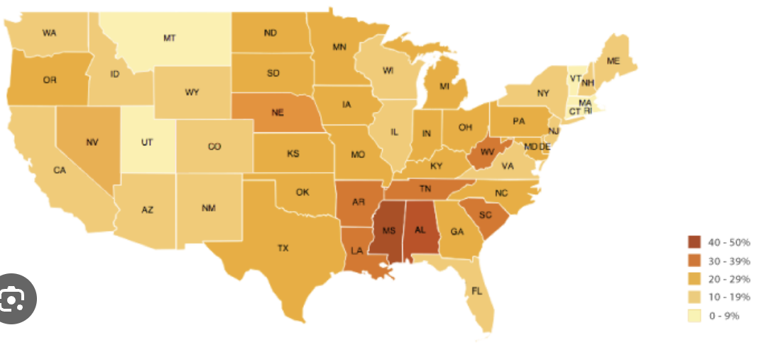 <p>A thematic map that uses tones or colors to represent spatial data as average values per unit area.</p>