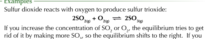 <p>equilibrium shifts to the right to oppose the increase in reactants, thus increasing the product yield</p>