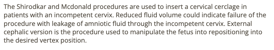 <p>c) echogenic linear reflection at the cervix preventing funneling of membranes</p>