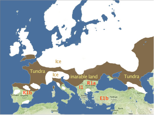 <p>European continent at the end of the last glacial period</p><p class="MsoListParagraphCxSpMiddle"><span><span>i</span></span>ce sheet covering most of northern Europe</p><p class="MsoListParagraphCxSpMiddle">Extensive glaciation in alpine regions as far south as southern spain, Greece, and Georgia (Morocco?)</p><p class="MsoListParagraphCxSpLast">18<sup>th</sup> and 19<sup>th</sup> C – glacial geomorphological evidence led to glacial-interglacial cycle theory</p>
