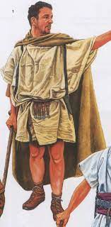 unisex tunic. two pieces of cloth with sleeves, belted. usually decorated and worn under toga