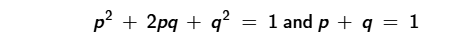 <p>In an equation such as this, which variable represents the allele frequency of the recessive allele?</p>