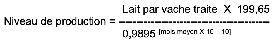 <p>Expression en quantité de lait moyenne cumulée sur une lactation de 305jours.</p><p><em><u>Facteur non modifiable : l</u></em>e stade de lactation moyen des vaches du troupeau</p><p></p>