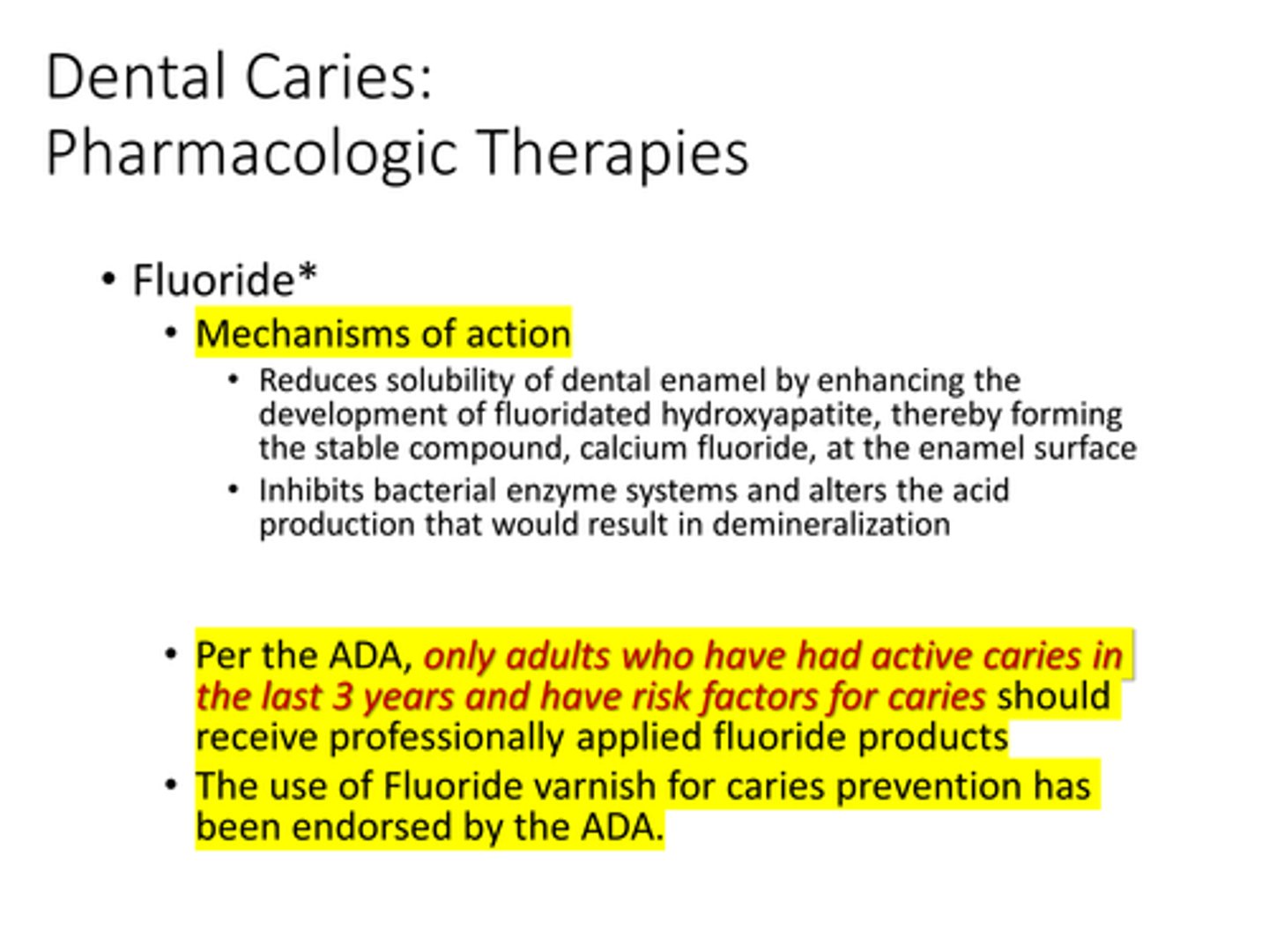 <p>b. Only adults with active caries in the last 3 years with risk factors for caries</p>