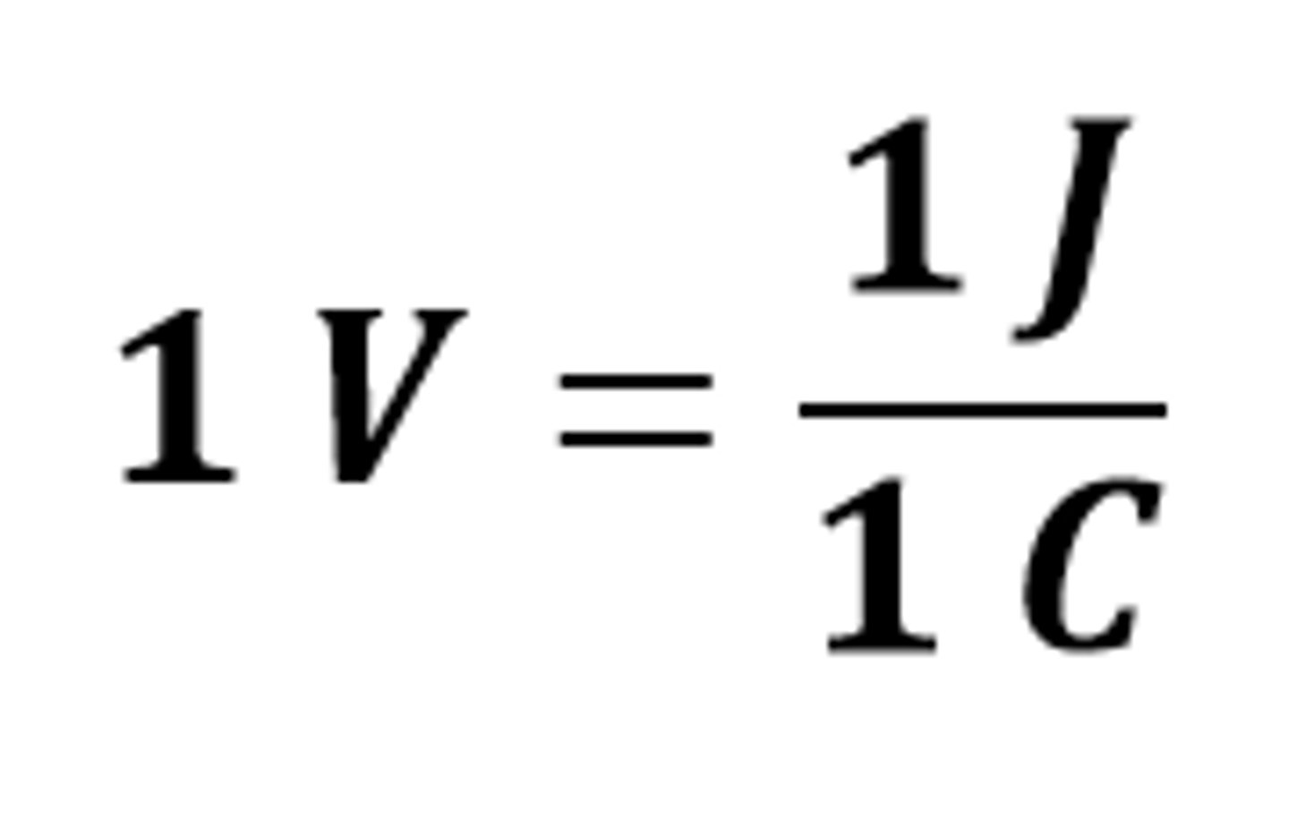 <p>The potential difference when one coulomb of charge transfers one joule of energy (1 V = 1 J/C)</p>